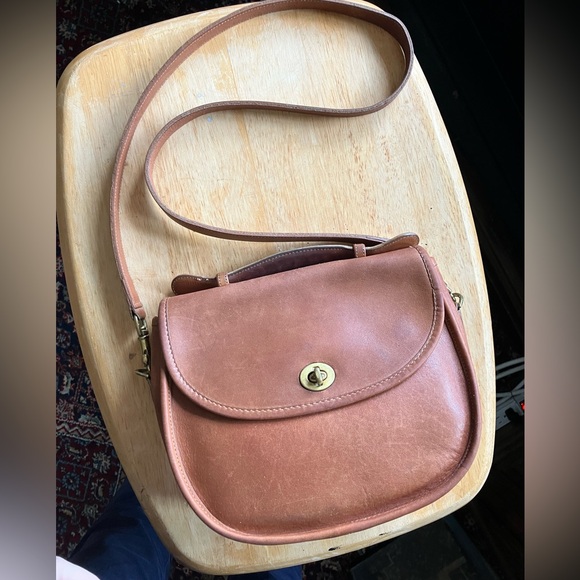Coach Handbags - Vintage Coach Tan Leather Saddle Shoulder Bag